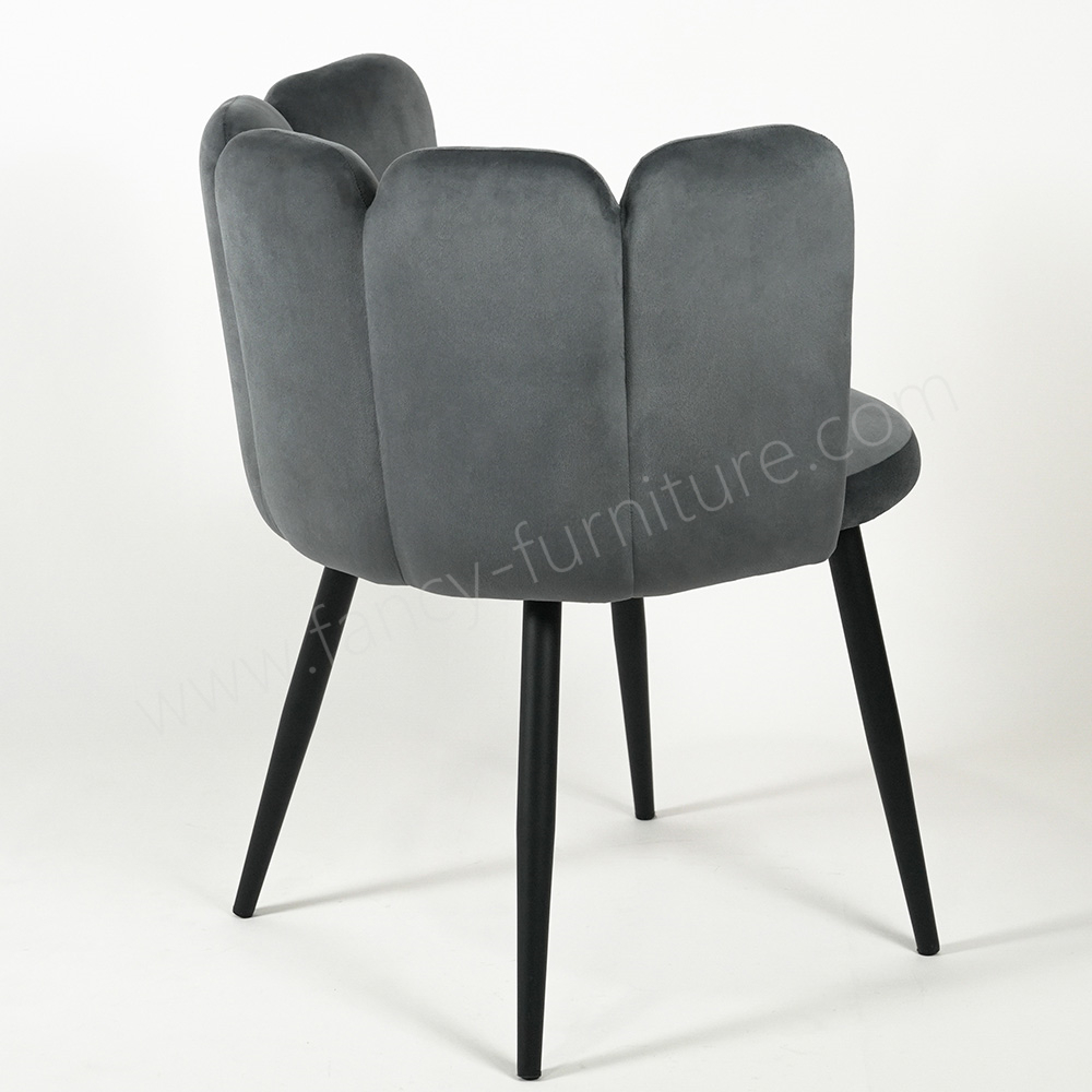 Soft Shell Dining Chair, Comfy Side Chair with Flower Shaped Backrest for Bedroom & Dining Area