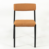 Nordic Style Linen Fabric Dining Chair, Curved Backrest Side Chair with Sturdy Metal Legs for Dining Room
