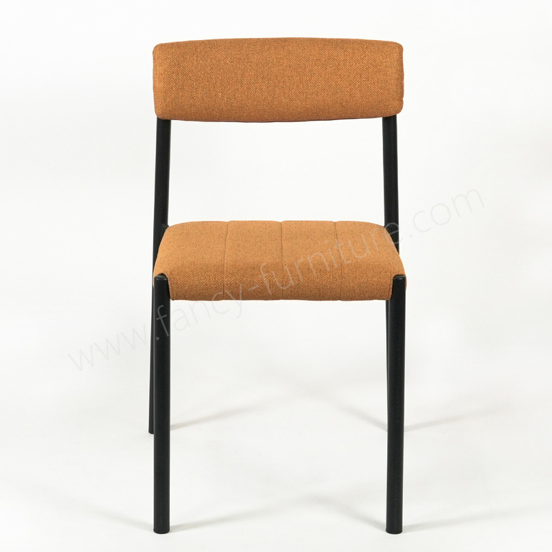 Nordic Style Linen Fabric Dining Chair, Curved Backrest Side Chair with Sturdy Metal Legs for Dining Room