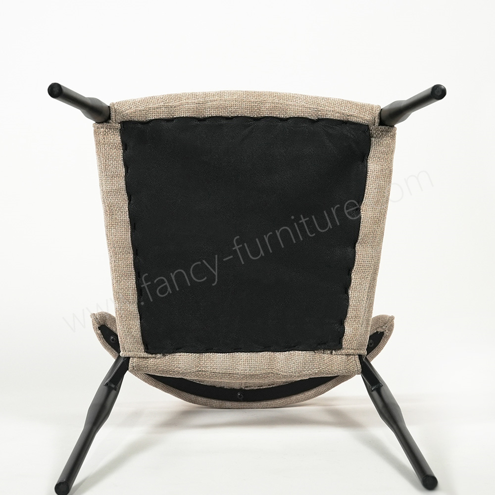 Durable Black Leg Linen Dining Chair, Curved Backrest Fabric Chair for Commercial & Home Use