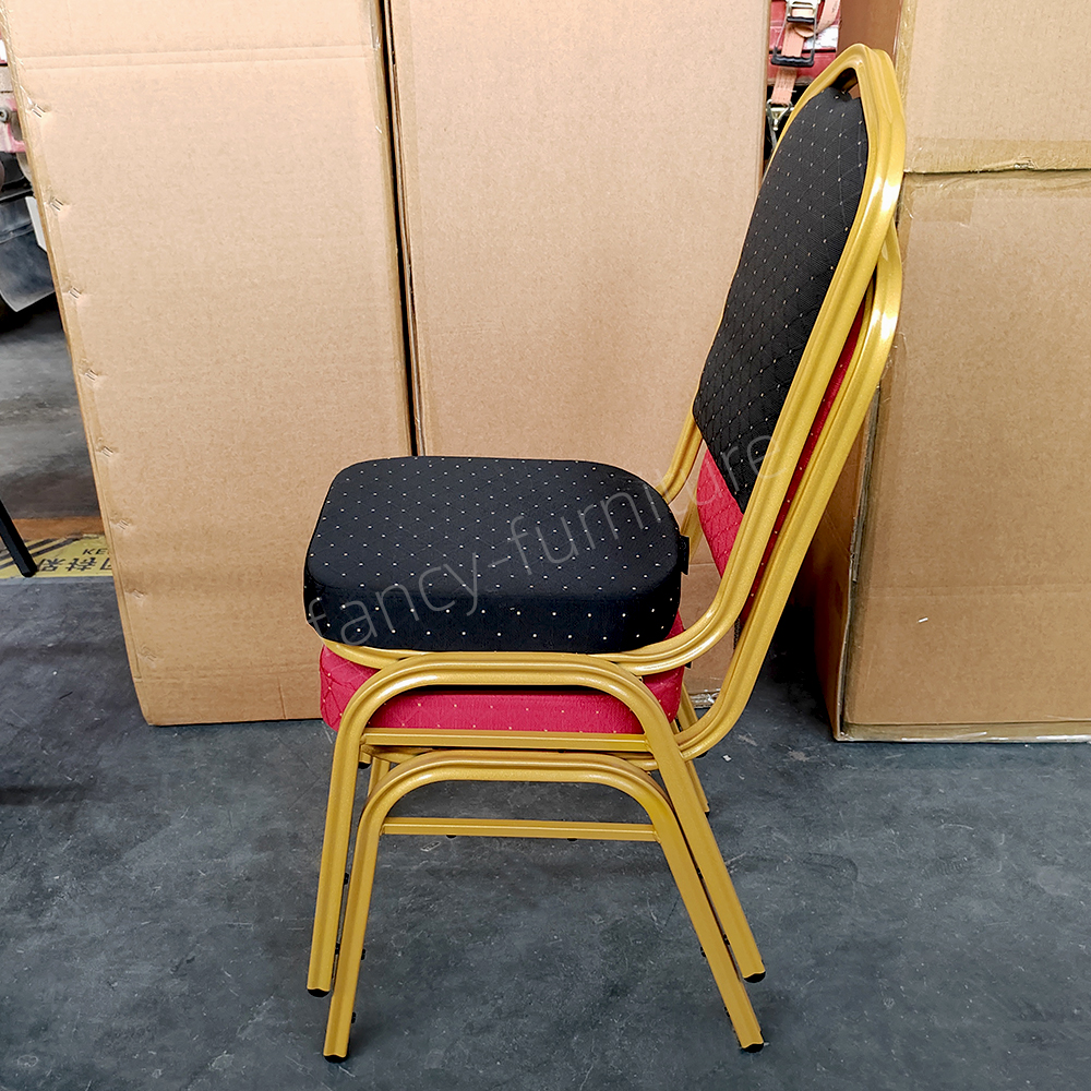 High Quality Durable Stackable Iron Frame Banquet Chair Lightweight Portable Stackable Design for Hotel Banquet Hall Wedding Party Event Furniture