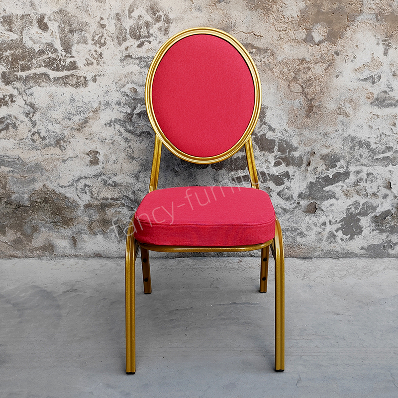 Factory Wholesale Stackable Metal Banquet Chair 25mm Iron Tube Stable Stackable Wedding Hotel Event Chair Custom Color