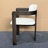 Modern Walnut Color Solid Wood Armrest Dining Chair with Upholstered Fabric Cushion, Curved Backrest for Home & Restaurant