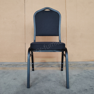 Banquet Chair Modern Metal Fabric Stackable Stable Commercial Hotel Dining Chair Solid Back Foam Cushion Iron Legs Chairs
