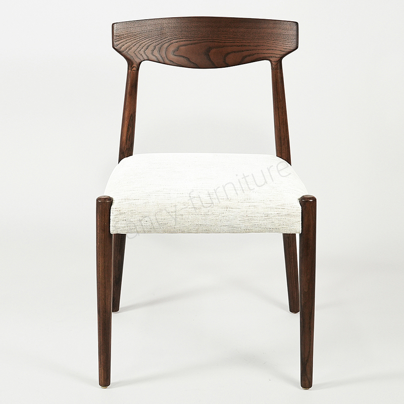 Modern Ash Wood Dining Chair with Soft Fabric Upholstered Seat, Mid-Century Style for Home Kitchen & Restaurant