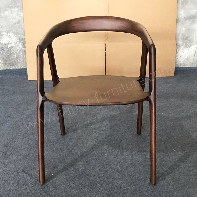 Modern Ash Wood Dining Chair with Armrests, Curved Back Design, Multi-Color Finishes for Home Kitchen & Restaurant