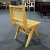 High Quality Rubber Wood Dining Chair, Nordic Style Armless Woven Rattan Chair with Natural Rubber Wood Frame for Home