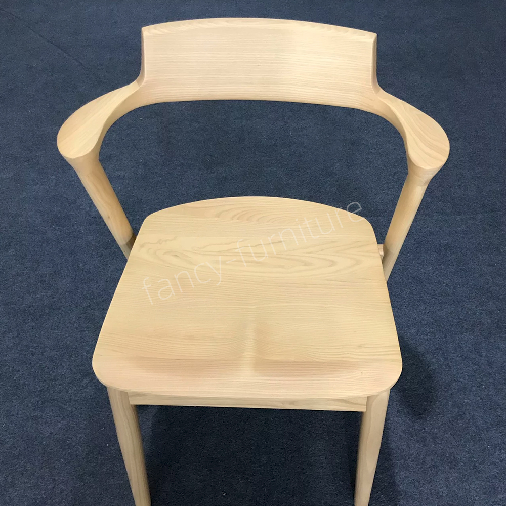 Nordic Modern European Design Peninsula Dining Chair Natural Finish Ash Solid Wood Armchair for Home Furniture & Hotel Use
