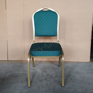 Used Hotel Banquet Chairs Cheap Stackable Stable Modern Metal Fabric Solid Back Foam Cushion Iron Legs Smile Banquet Chair