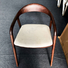 Modern Solid Wood Armrest European Design Durable Ergonomic Dining Chair Curved Back Walnut Finish Home Restaurant Hotel Use