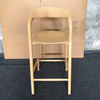 Modern Solid Wood Bar Stool, Curved Backrest Counter Height Chair, Natural Ash Wood Finish for Kitchen & Bar