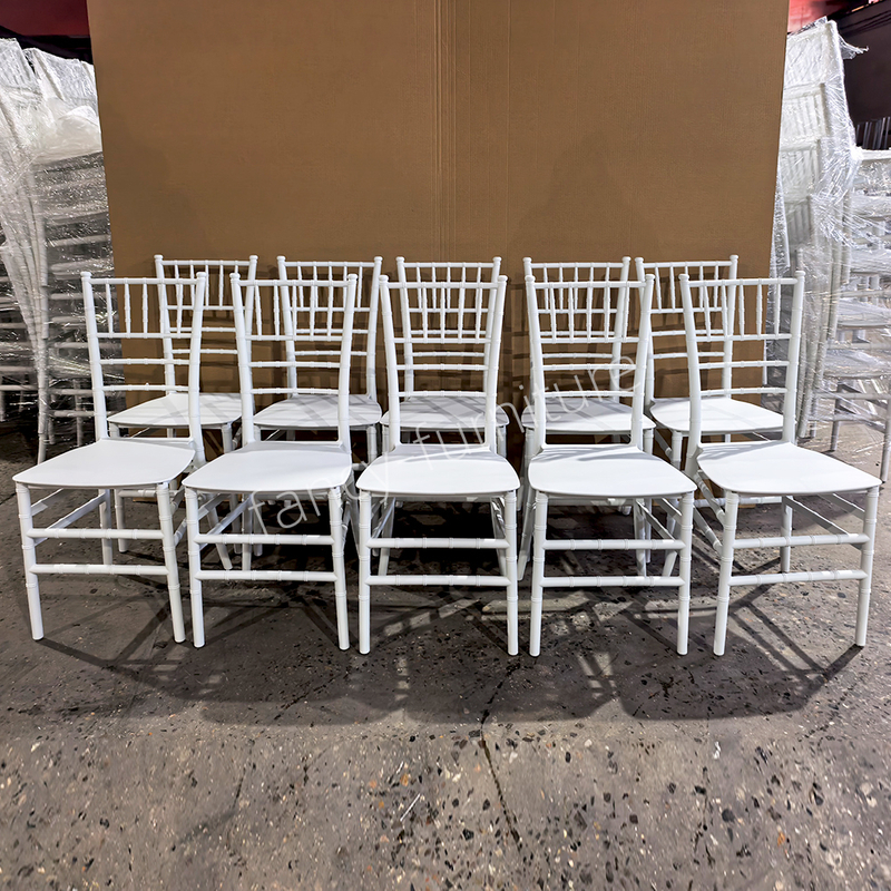 Stacking Plastic PP 7-Slat Modern Chiavari Dining Chair Backrest Durable Waterproof Portable Outdoor for Home Office Party