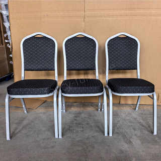 Modern Stackable Stable Metal Fabric Iron Legs Solid Back Commercial Foam Cushion Home Office Banquet Chair