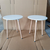 Round Side Table with Smooth White MDF Top And Sturdy Beech Wood Legs, Minimalist Accent End Table for Living Room