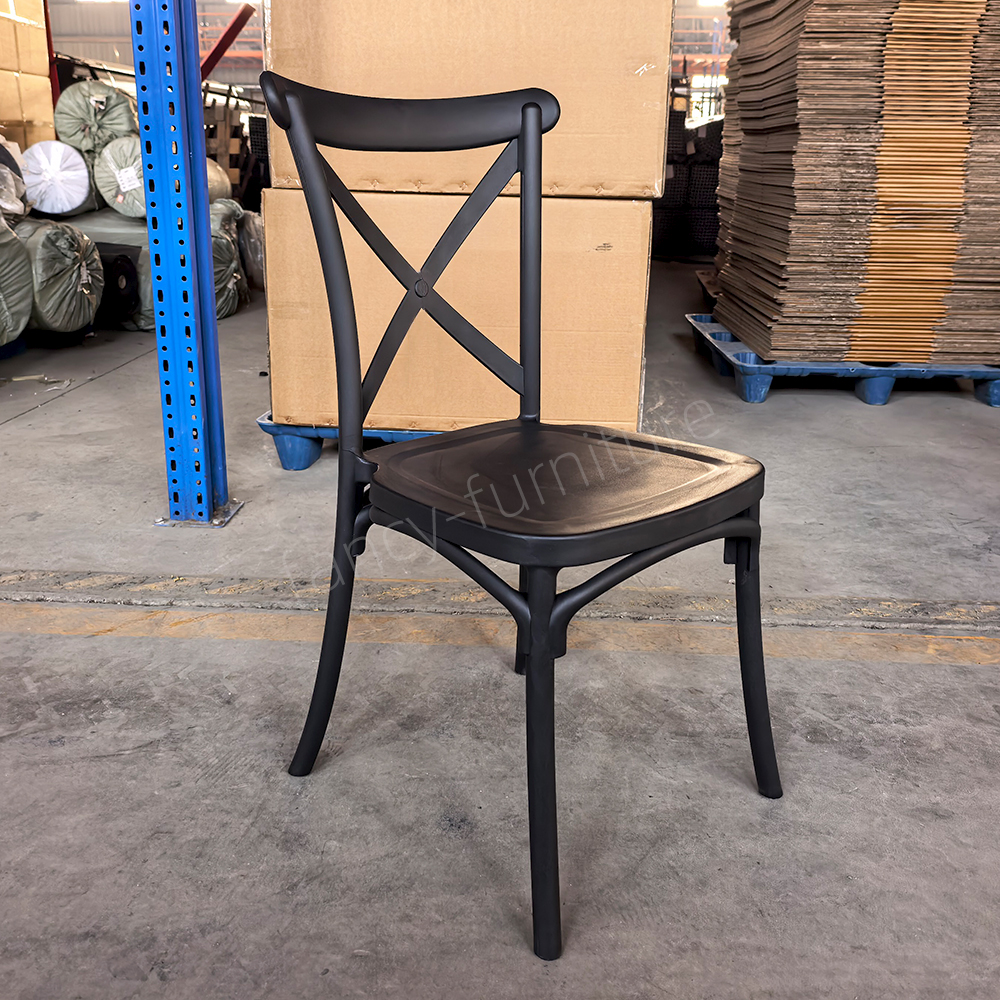 Factory Wholesale Plastic Cross Back Chair, Stackable X-Back Dining Chair for Wedding & Banquet, Custom Color Supported