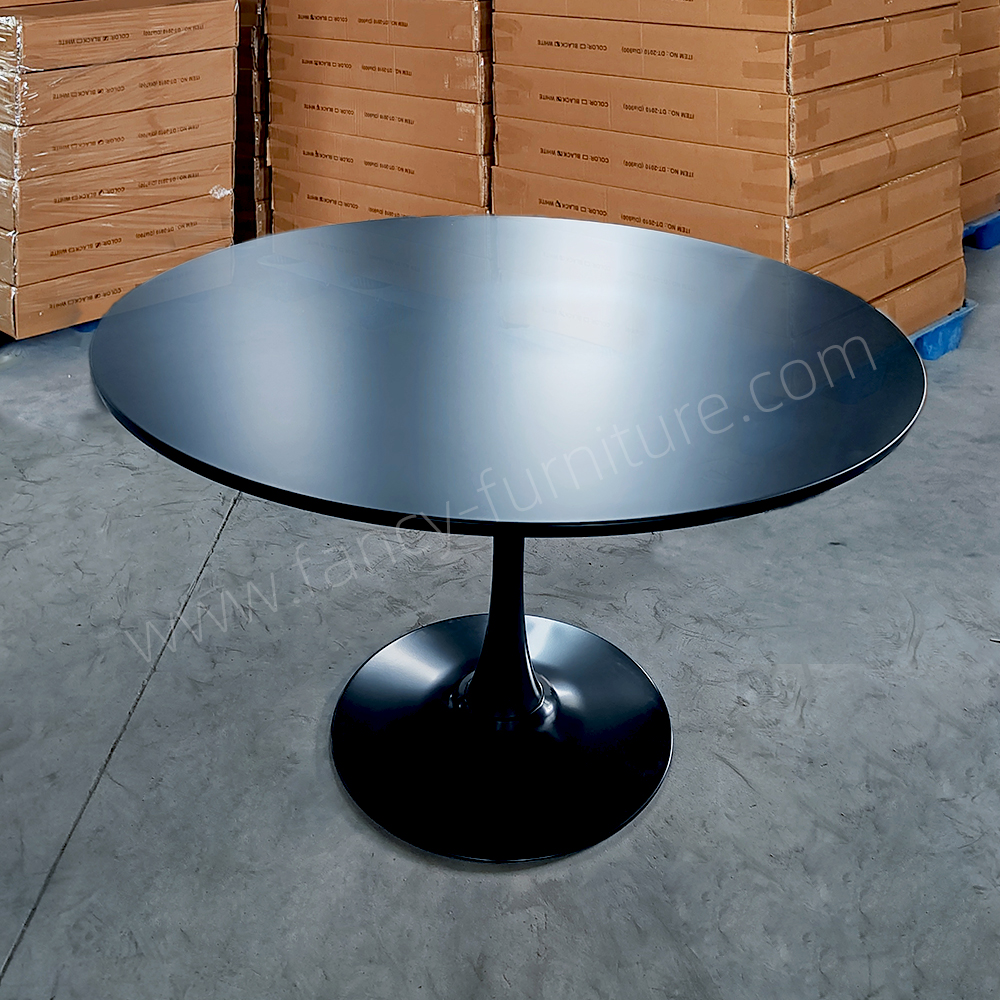 Nordic Minimalist Tulip Dining Table Durable Eco-Friendly MDF Top Metal Base Black/White for Hotel Kitchen Cafe Living Room