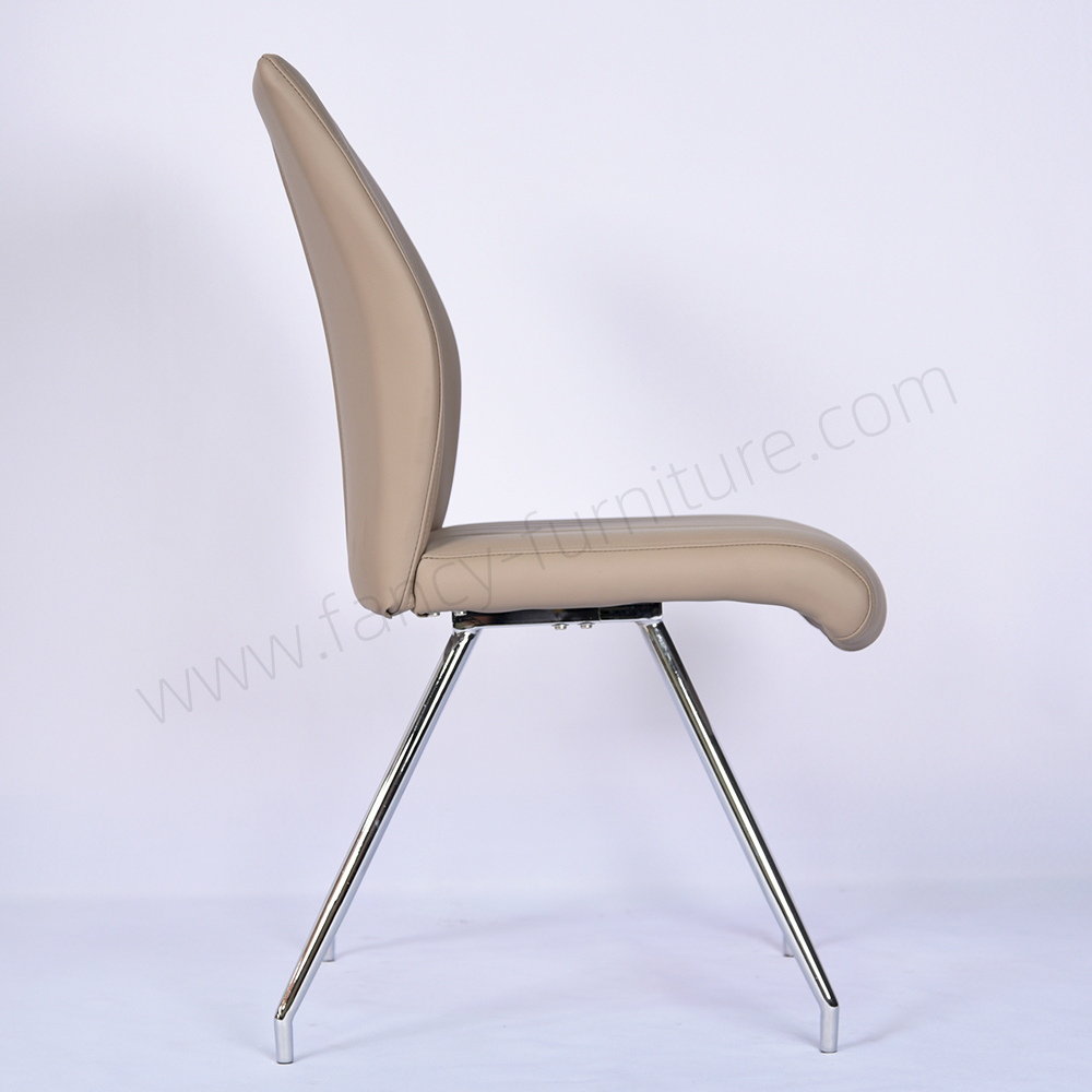 Luxury PU Leather Dining Chair with Electroplated Frame for Hotel Banquet Restaurant