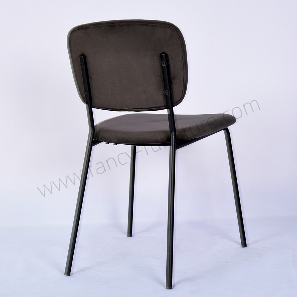 Luxury Modern Velvet Upholstered Dining Chair with Black Ripple Legs for Hotel Use