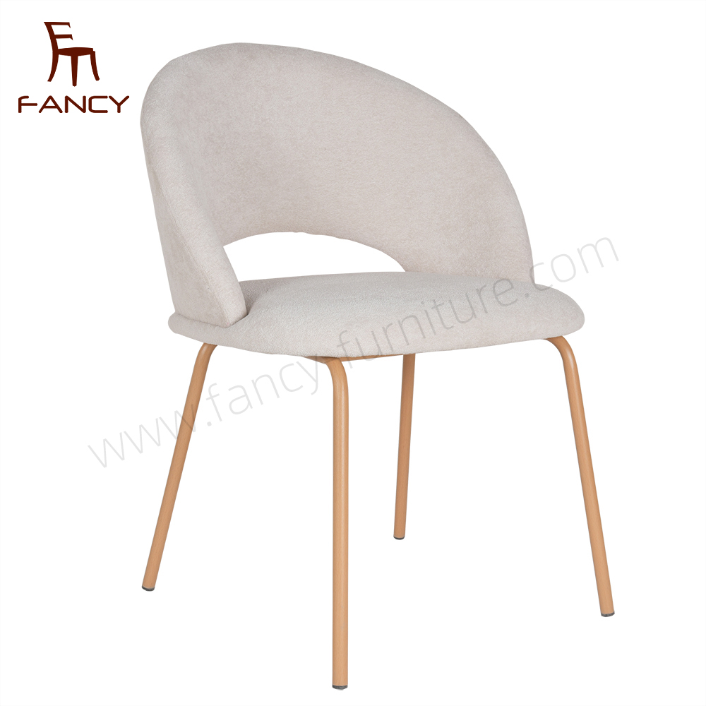 High-End European Design Dining Chairs for Home Office And Hotel Wood Grain Metal Legs Popular High Quality Furniture