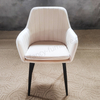 Armrest Velvet Dining Chair with Metal Legs, Modern Upholstered Accent Chair with Soft Fabric for Living Room, Restaurant Use