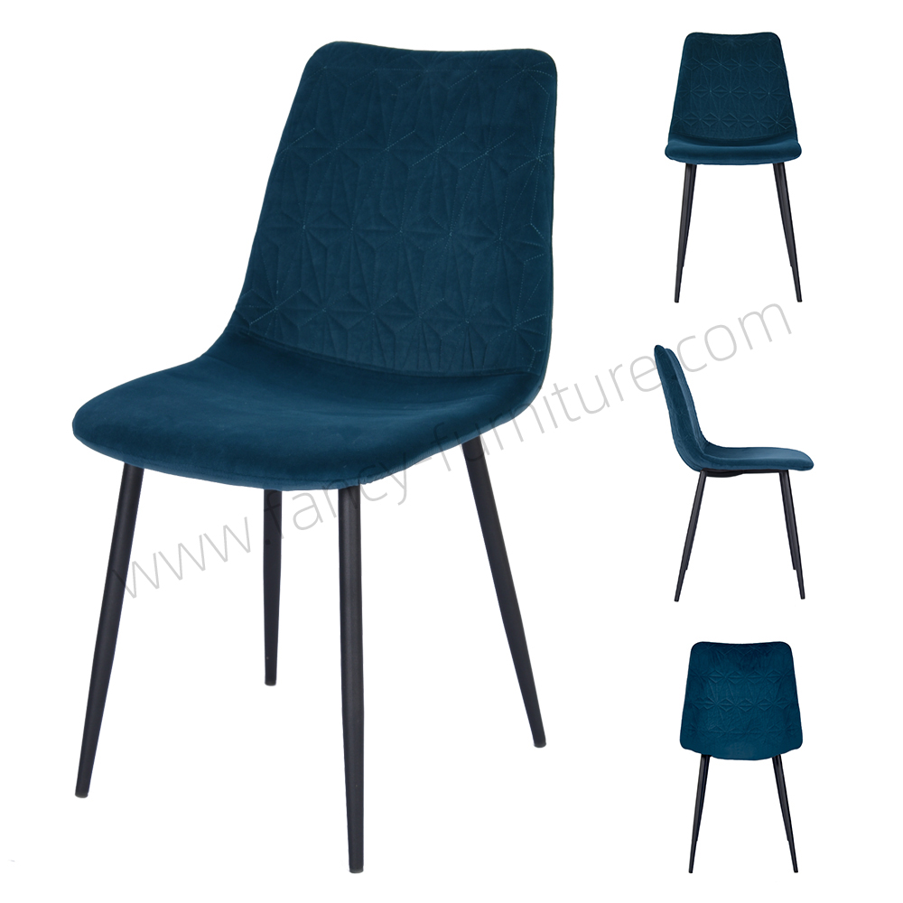 Factory Direct Velvet Dining Chair with Black Ripple Legs Customizable Upholstered Chair