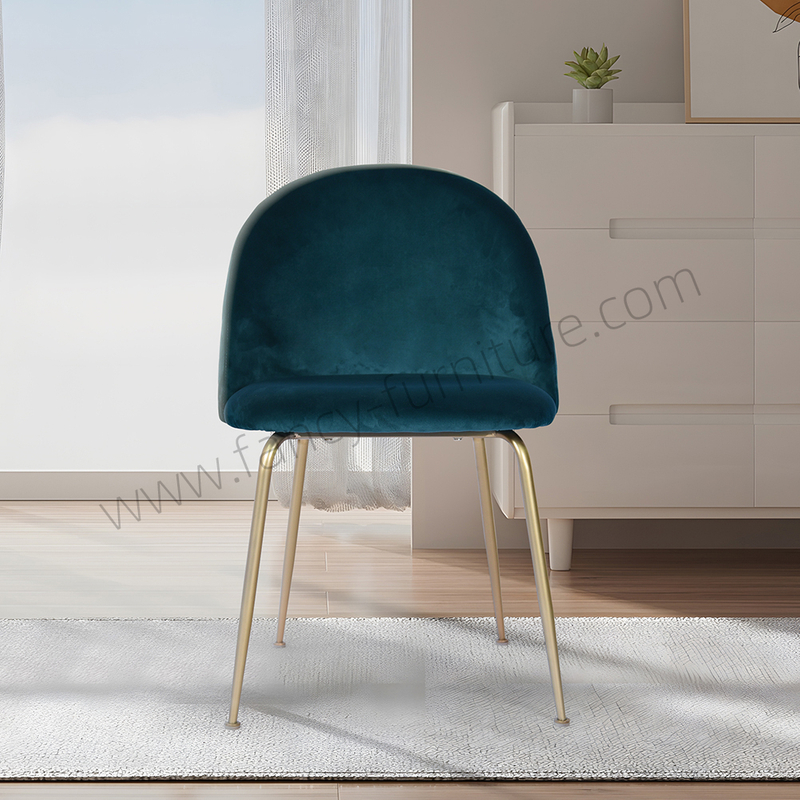 Modern Velvet Dining Chair with Metal Legs Durable Velvet Upholstery Non-Foldable for Home & Hotel Use