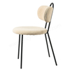 Soft Teddy Boucle Dining Chair, Comfortable Upholstered Kitchen Chair with Sturdy Black Legs