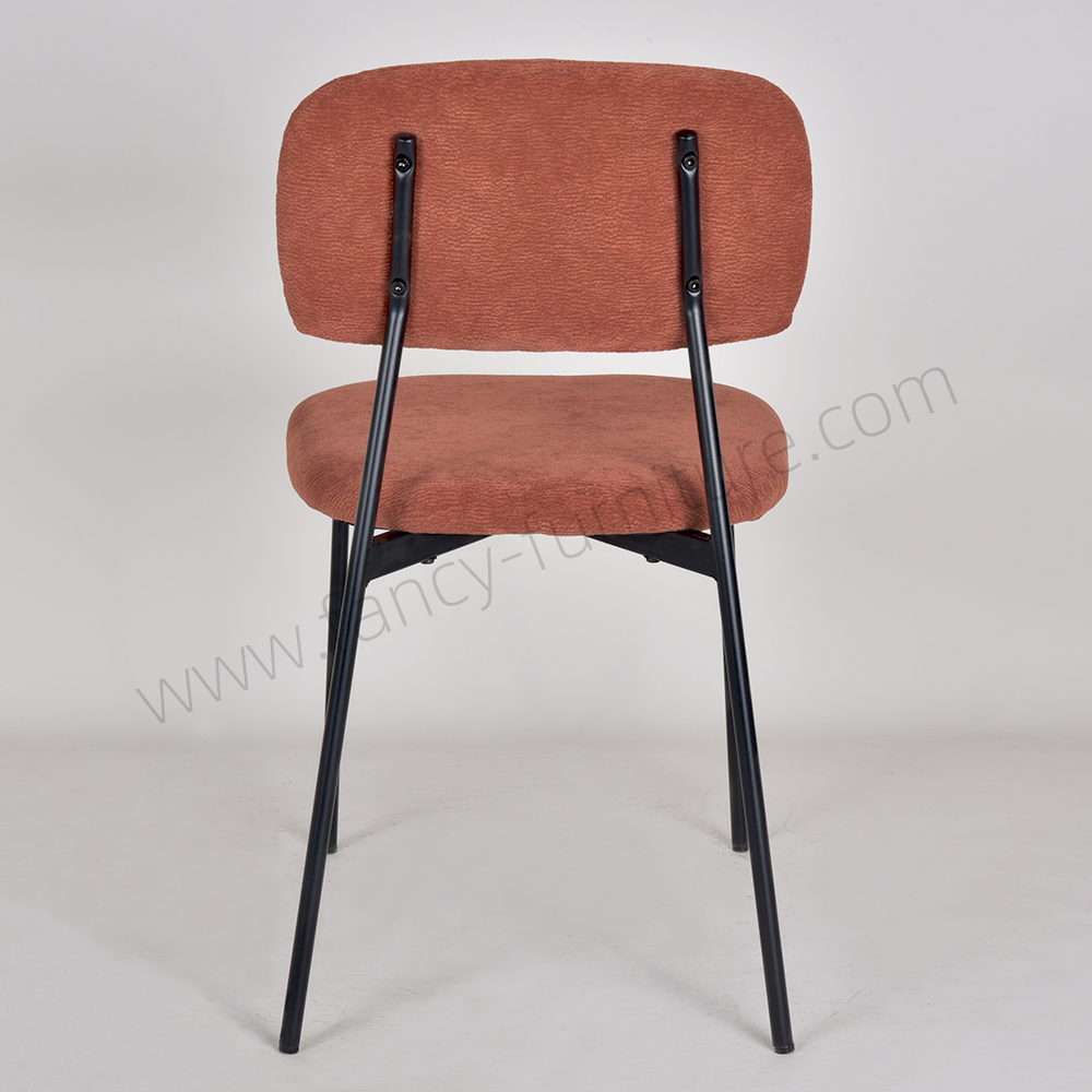 Linen Fabric Upholstered Dining Chair with Metal Legs, Modern Side Chair for Kitchen Living Room