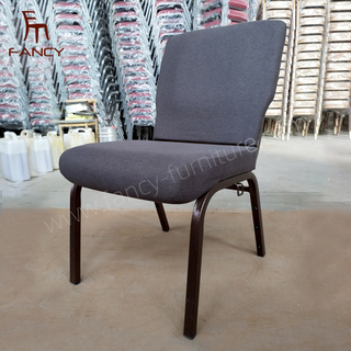 Factory Modern Cheap Popular Theater Chair Navy Blue Fabric Church Chairs With Metal Rack