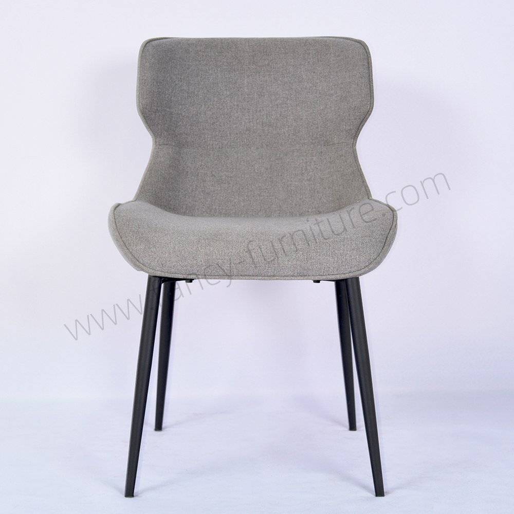 Modern Linen Upholstered Dining Chair Black Metal Tube Legs Stable Soft Dining Room Side Chair Non Foldable Durable Fabric Dining Chairs For Home Restaurant Hotel Cafe Use