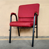 Stackable Iron Frame Church Chair With Arm Linen Fabric Thick Foam Padded Worship Chair Custom Color For Religious Venue Auditorium Bulk Supply