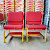Metal Frame Stackable Church Prayer Chair with Kneeler, Red Fabric Upholstered Worship Chair for Church