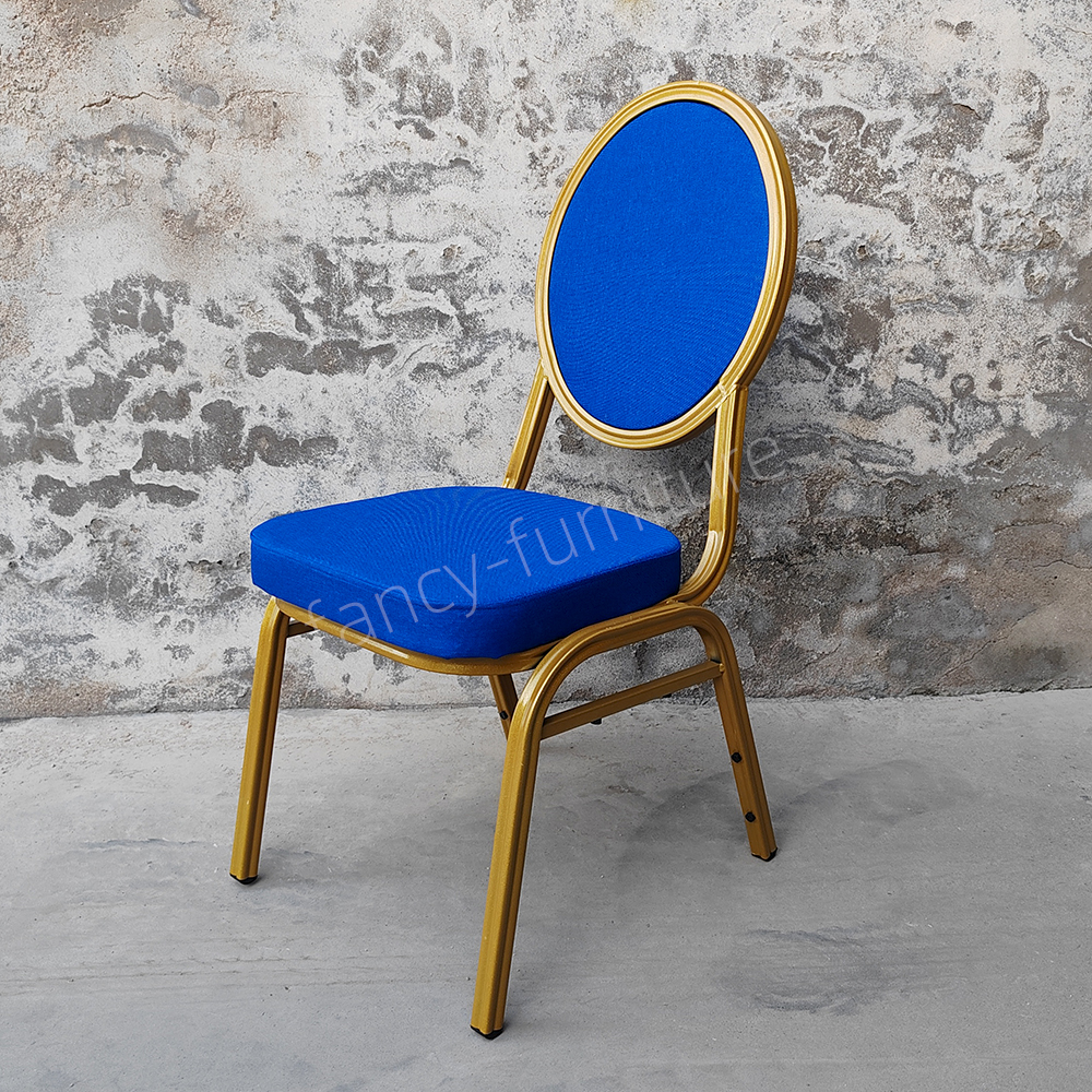 Modern Stackable Iron Round Head Solid Back Banquet Chair with Durable & Stable Design for Hotel Banquet Use
