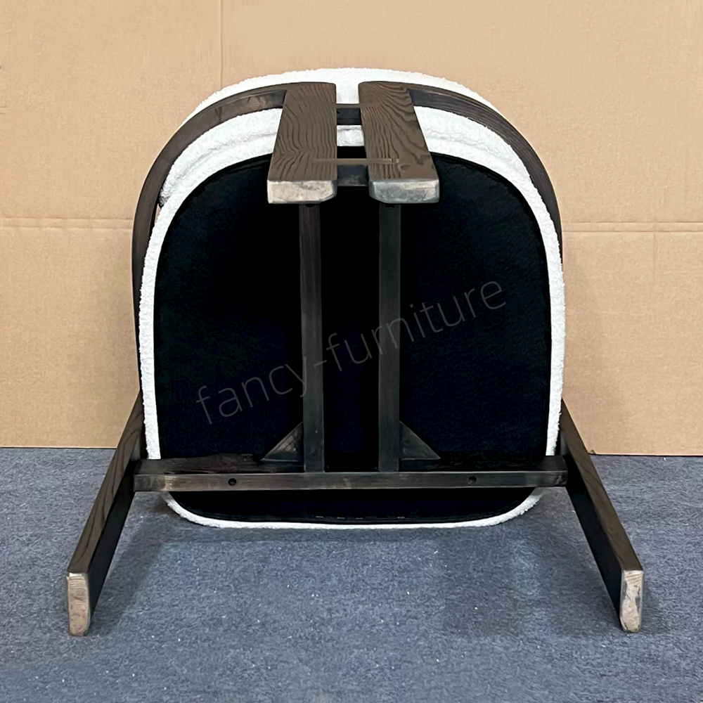 Modern Walnut Color Solid Wood Armrest Dining Chair with Upholstered Fabric Cushion, Curved Backrest for Home & Restaurant