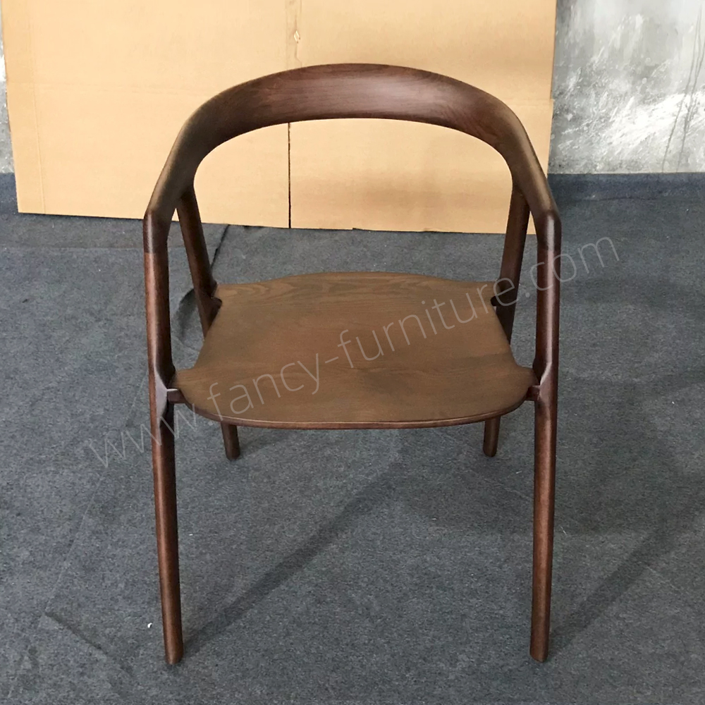 Modern Ash Wood Dining Chair with Armrests, Curved Back Design, Multi-Color Finishes for Home Kitchen & Restaurant