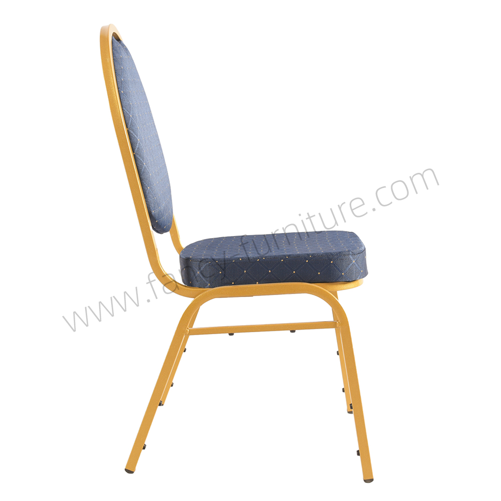 Stackable Chair Iron Legs Stackable Stable Solid Back Commercial Hotel Dining Indoor Outdoor Use Smile Banquet Chair