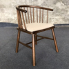 Nordic Style Modern Ergonomic Windsor Arm Chair with Cushion Solid Rubber Wood Dining Chair for Home Restaurant Hotel