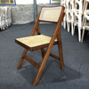 Folding Solid Rubber Wood Dining Chair with Natural Rattan Seat Backrest Portable Foldable Classic Design for Home & Hotel Use