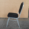 Black Fancy Banquet Chair Modern Metal Fabric Stackable Stable Commercial Hotel Dining Chair Solid Back Foam Cushion Iron Legs