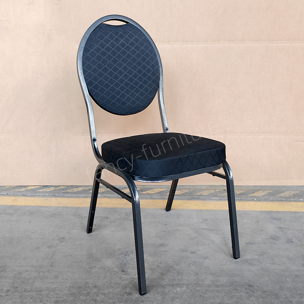 Cheap Price High Quality Iron Durable Stackable Modern Design Solid Back Round Head Hotel Banquet Chair for Sale