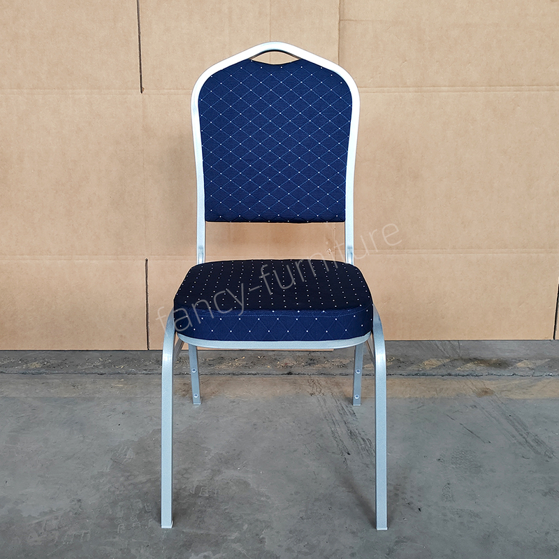 Modern Stackable Metal Fabric Iron Legs Solid Back Commercial Foam Cushion for Indoor/Outdoor Use Banquet Chair
