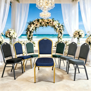 Factory Sale Wholesale Chinese Design Stackable Durable Fabric Banquet Chairs Customizable Logos Commercial Use Event Seating