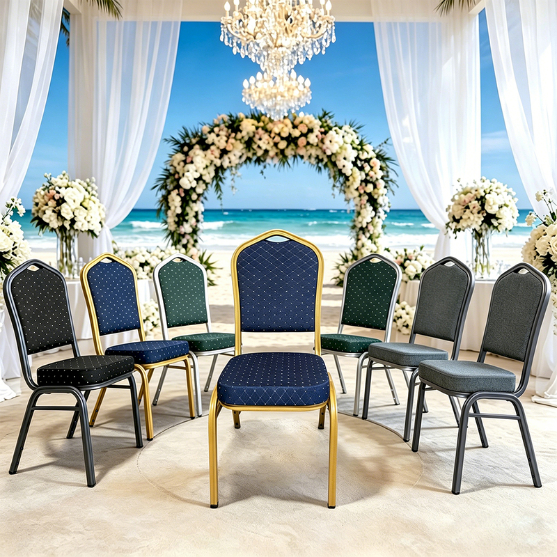 Factory Sale Wholesale Chinese Design Stackable Durable Fabric Banquet Chairs Customizable Logos Commercial Use Event Seating
