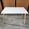 Minimalist White/Black Dining Table with Solid Beech Wood Legs And Stable X-Support Base for Kitchen Cafe Or Office Use