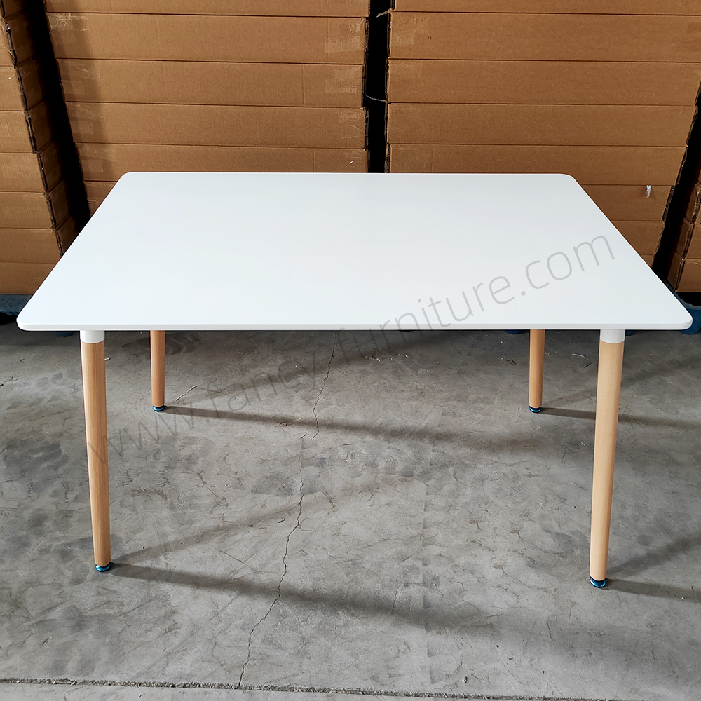 Minimalist White/Black Dining Table with Solid Beech Wood Legs And Stable X-Support Base for Kitchen Cafe Or Office Use