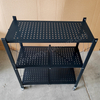 3 Tier Foldable Metal Storage Shelf with Wheels, Collapsible Rolling Rack, Heavy Duty No Assembly Organizer for Kitchen Home