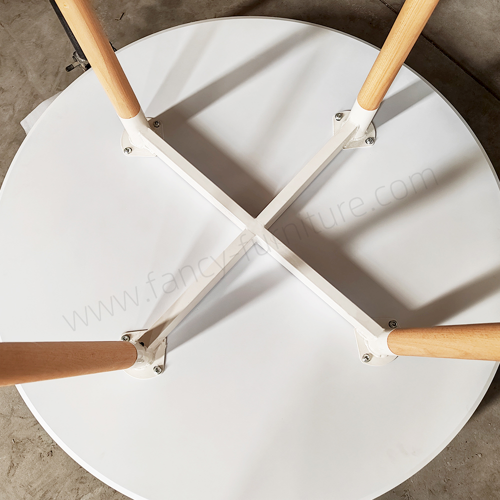 Scandinavian White Round Dining Table with Solid Beech Wood Legs - Nordic Style MDF Top Kitchen & Living Room Table