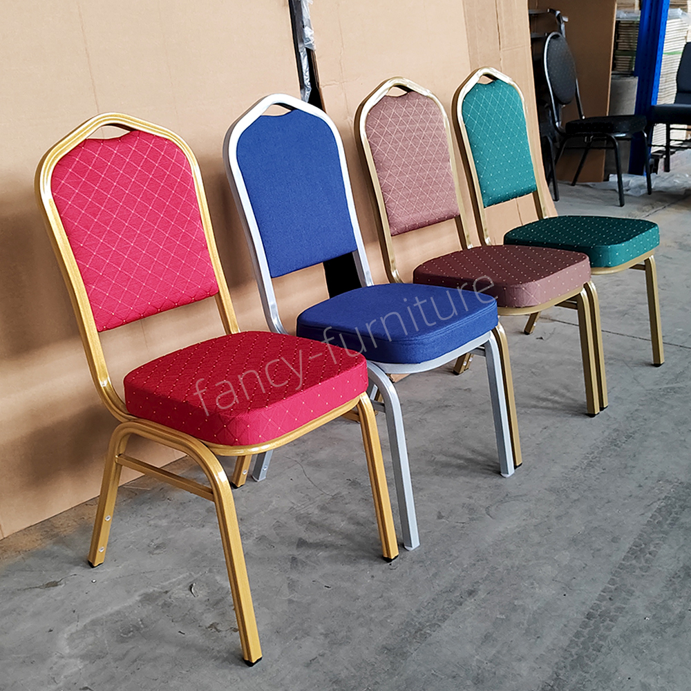 Wholesale Cheap Price Modern Iron Stackable Durable Stable Solid Back Indoor Use Dining Banquet Chair for Hotel