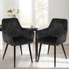 High-Back Velvet Dining Arm Chair, Soft Plush Fabric Dining Chair with Stable Metal Legs for Dining Rooms, Living