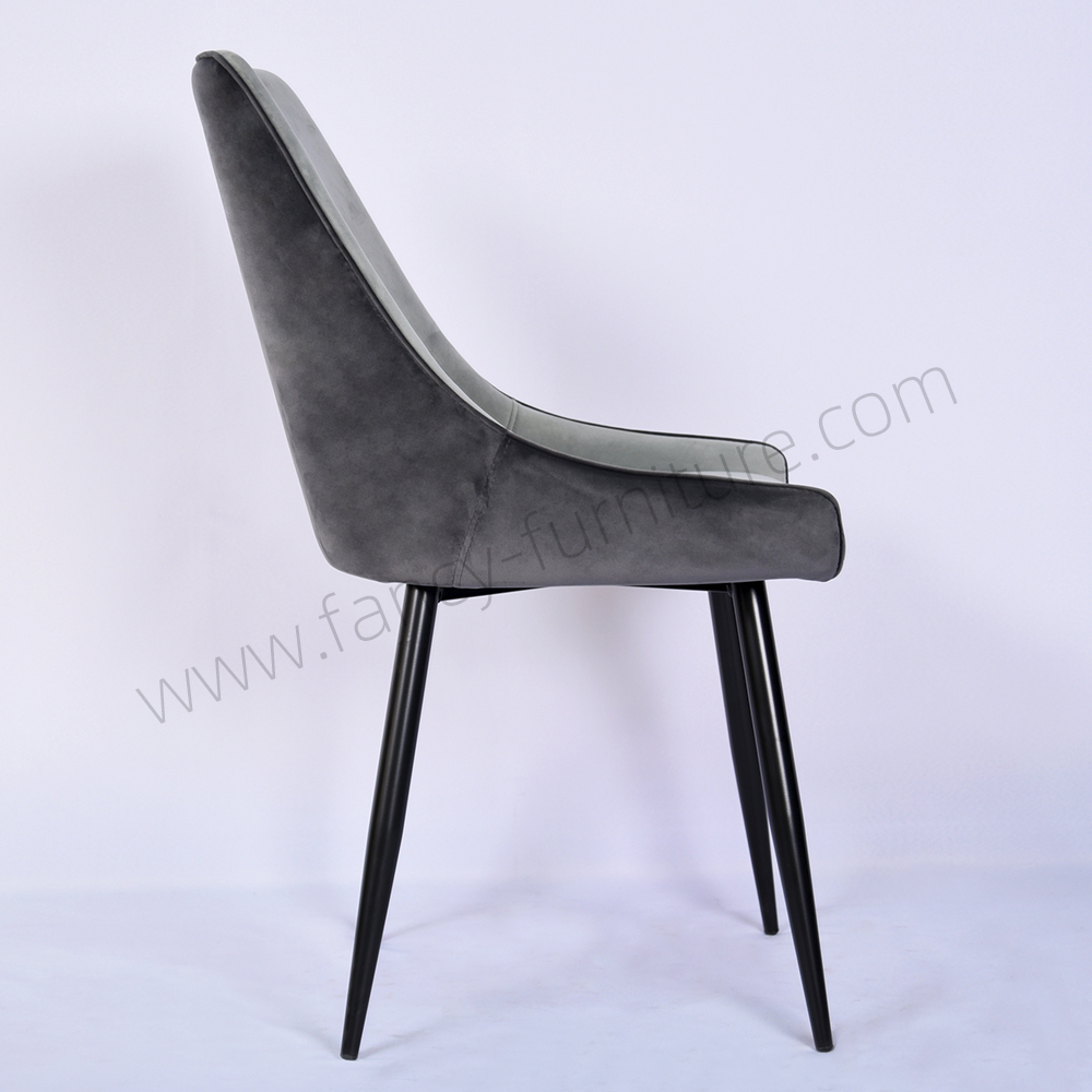 Elegant Velvet Dining Chair Contemporary Upholstered Chair with Black Powder Coated Metal Legs for Dining Room